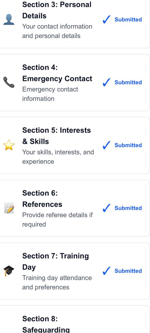 Application form on mobile