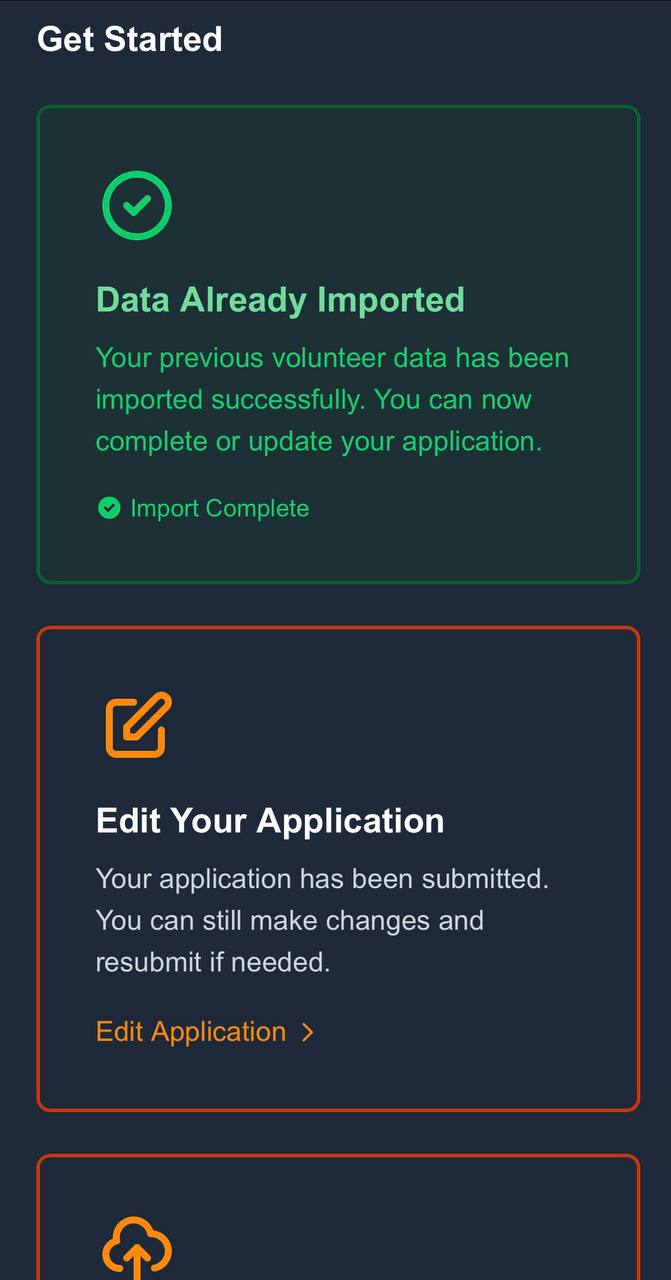 Volunteer dashboard